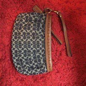 Denim coach wristlet